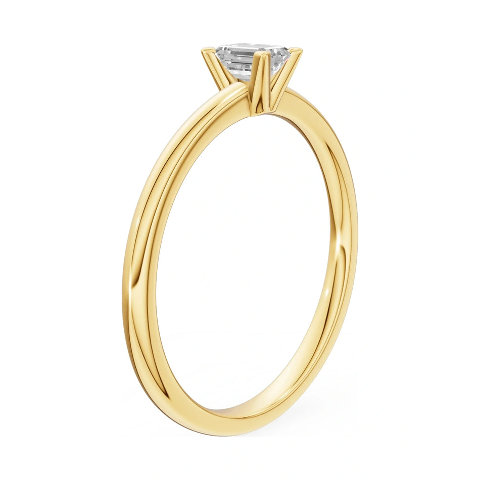 14K yellow gold GREMARI Seven Grace ring with 0.24 ct emerald-cut lab-grown diamond