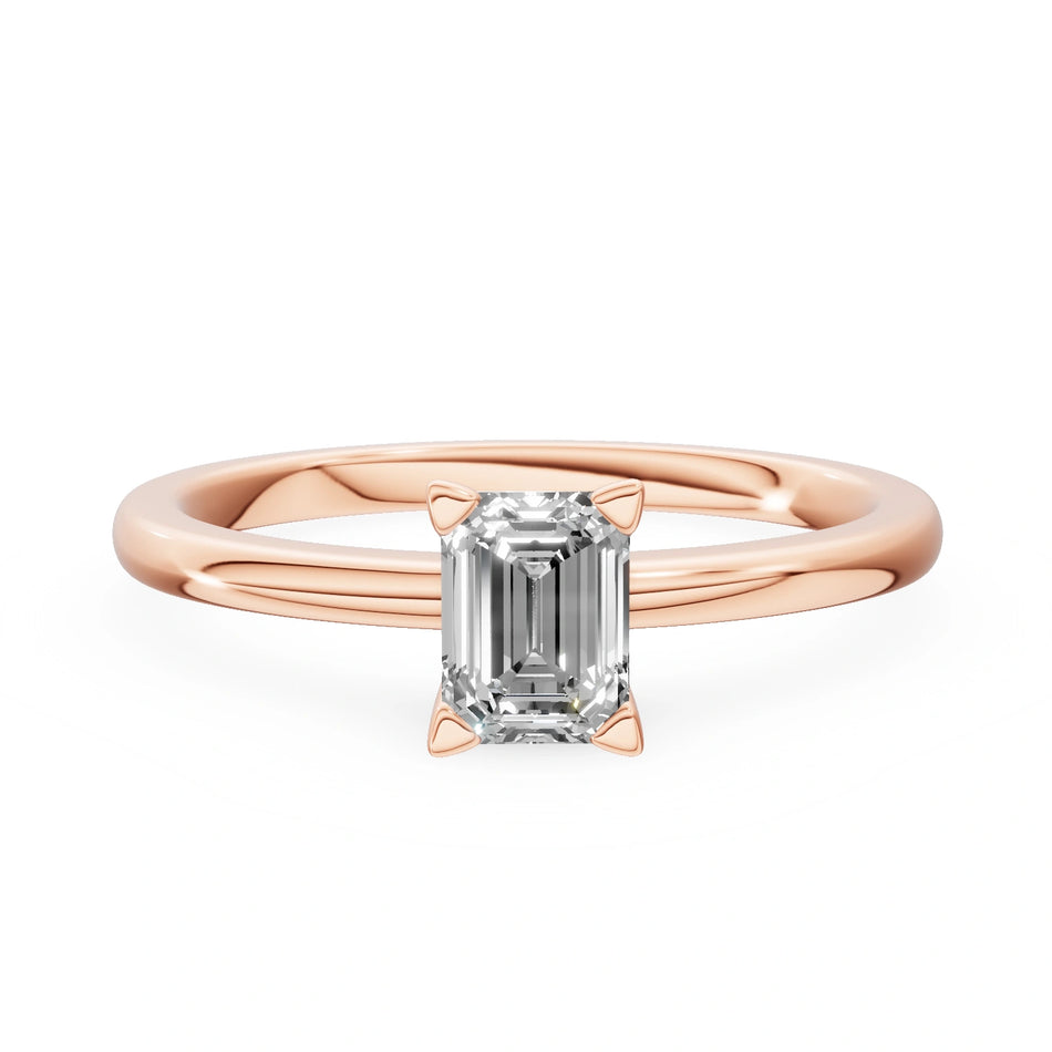 Rose Gold 14K (585) Engagement Ring - Gremari Seven Grace with 0,50ct Lab Grown Diamond, Emerald Cut