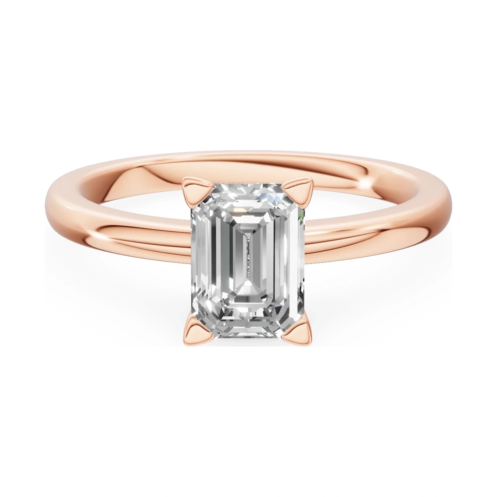 GREMARI Seven Grace 14K rose gold engagement ring with 1.00 ct emerald-cut lab-grown diamond