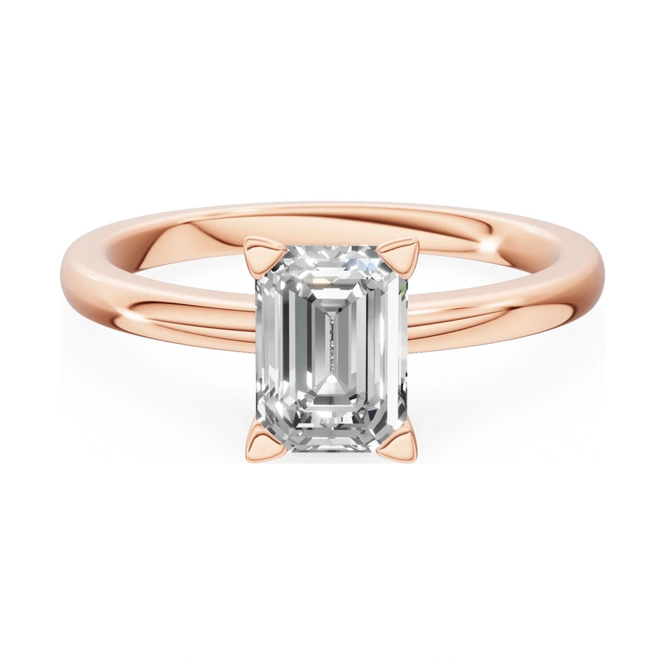 GREMARI Seven Grace 14K rose gold engagement ring with 1.00 ct emerald-cut lab-grown diamond