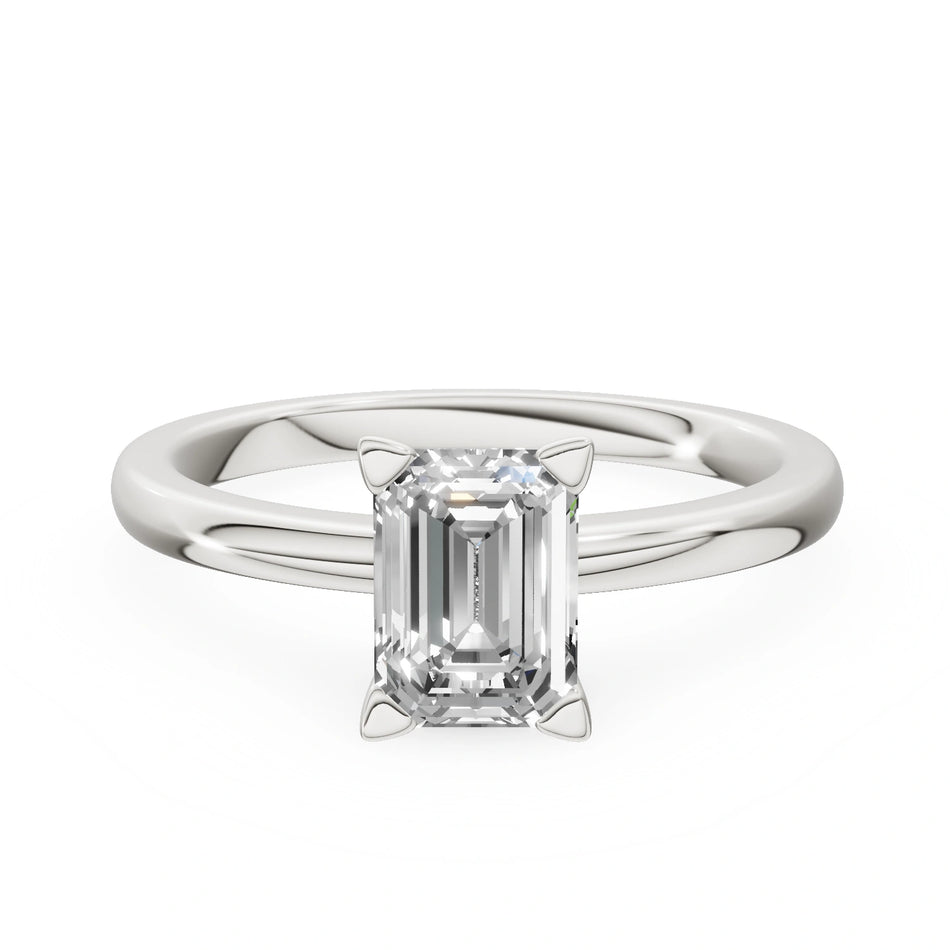 White Gold 14K (585) Engagement Ring - Gremari Seven Grace with 1,00ct Lab Grown Diamond, Emerald Cut