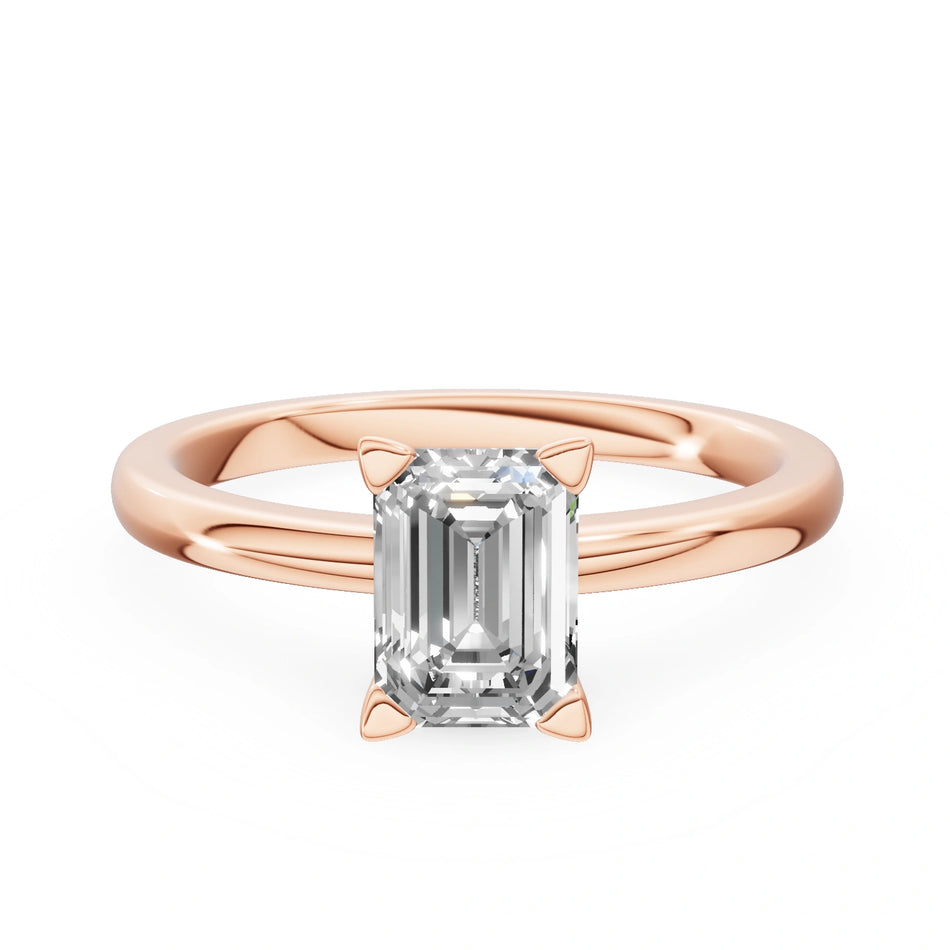 Rose Gold 14K (585) Engagement Ring - Gremari Seven Grace with 1,00ct Diamond, Emerald Cut