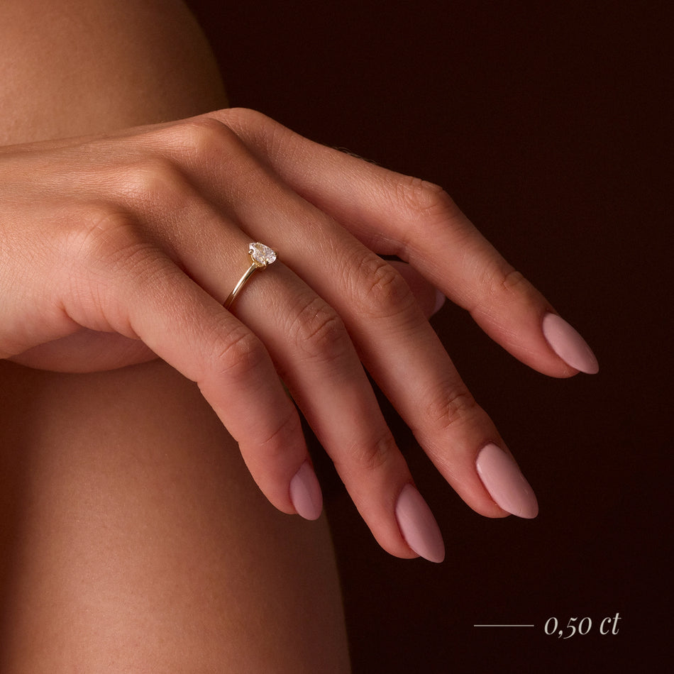 Gremari Seven Grace zásnubní prsten z růžového zlata s 0,15 ct přírodním diamantem – Pear