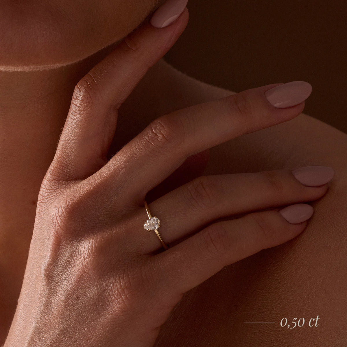 White Gold 14K (585) Engagement Ring - Gremari Seven Grace with 0,50ct Lab Grown Diamond, Pear Cut