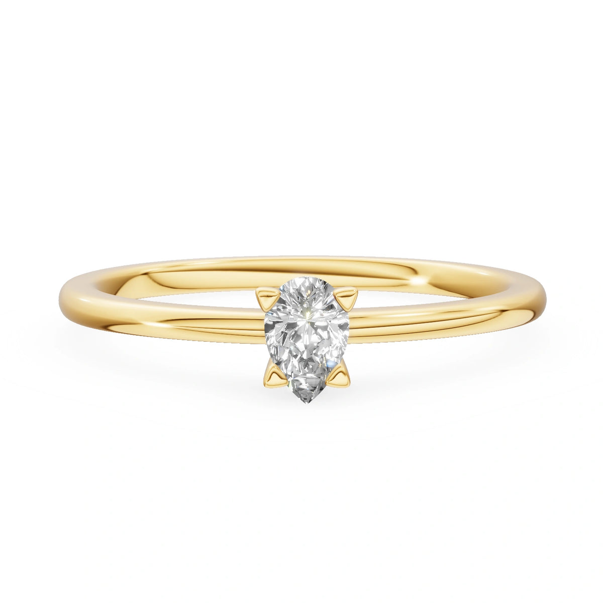 Yellow Gold 14K (585) Engagement Ring - Gremari Seven Grace with 0,15ct Lab Grown Diamond, Pear Cut