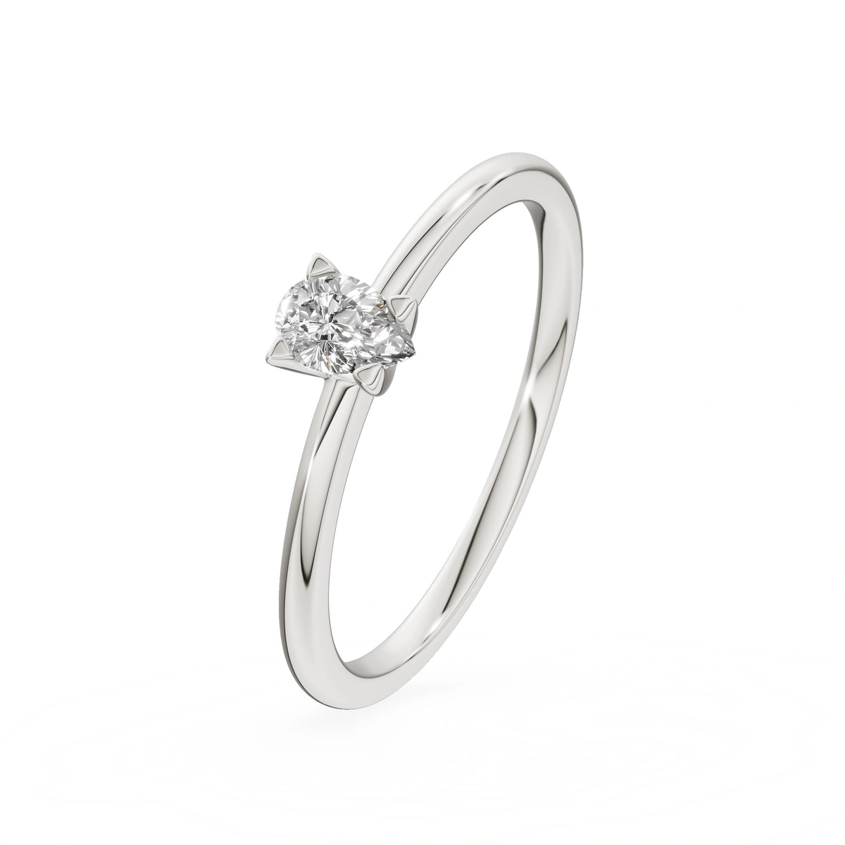 White Gold 14K (585) Engagement Ring - Gremari Seven Grace with 0,15ct Lab Grown Diamond, Pear Cut