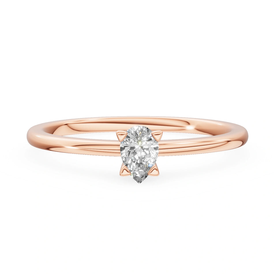 Rose Gold 14K (585) Engagement Ring - Gremari Seven Grace with 0,15ct Diamond, Pear Cut