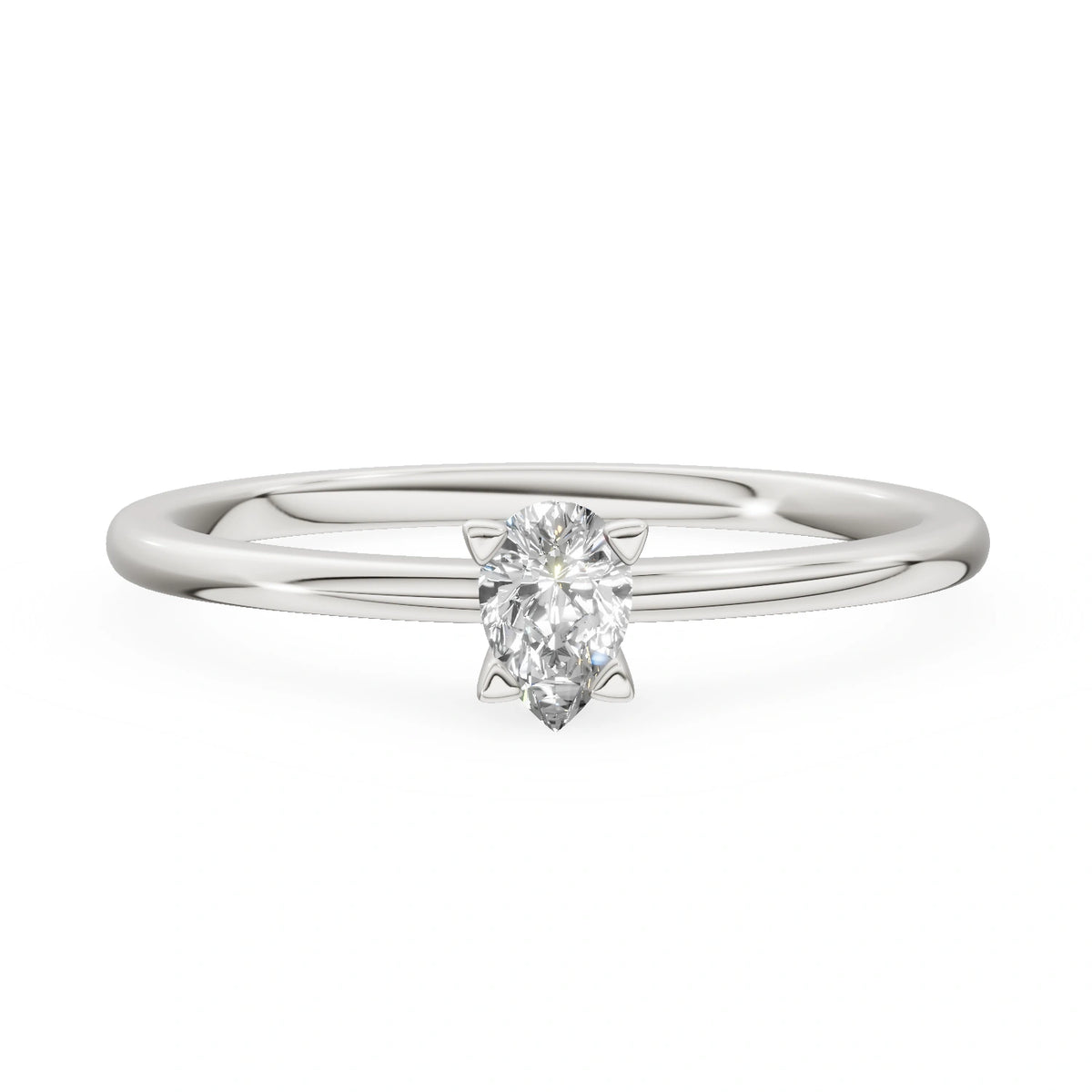 White Gold 14K (585) Engagement Ring - Gremari Seven Grace with 0,15ct Lab Grown Diamond, Pear Cut