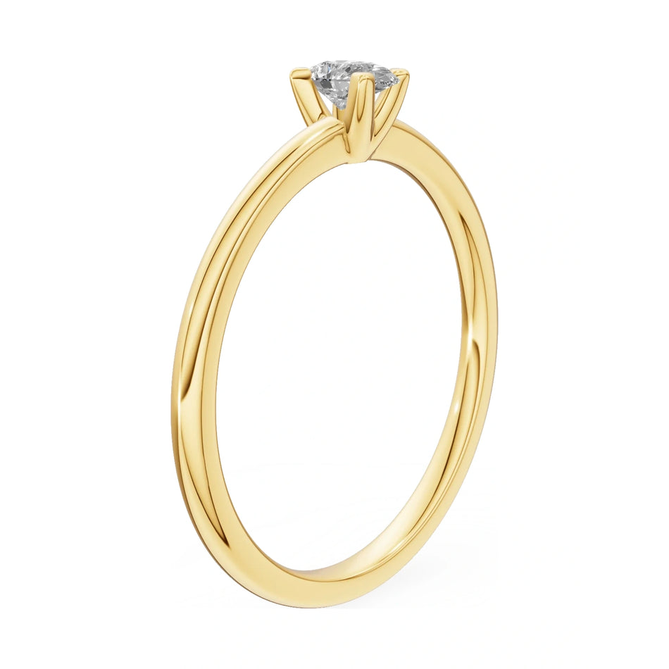 14K yellow gold GREMARI Seven Grace ring with 0.15 ct pear-cut lab-grown diamond