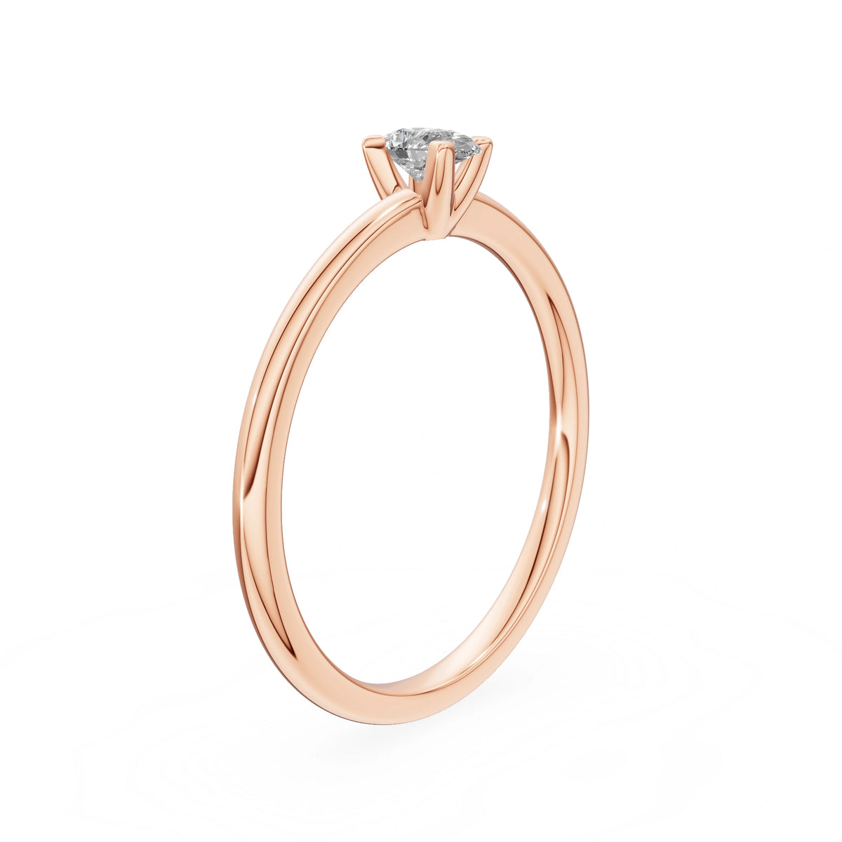Rose Gold 14K (585) Engagement Ring - Gremari Seven Grace with 0,15ct Lab Grown Diamond, Pear Cut
