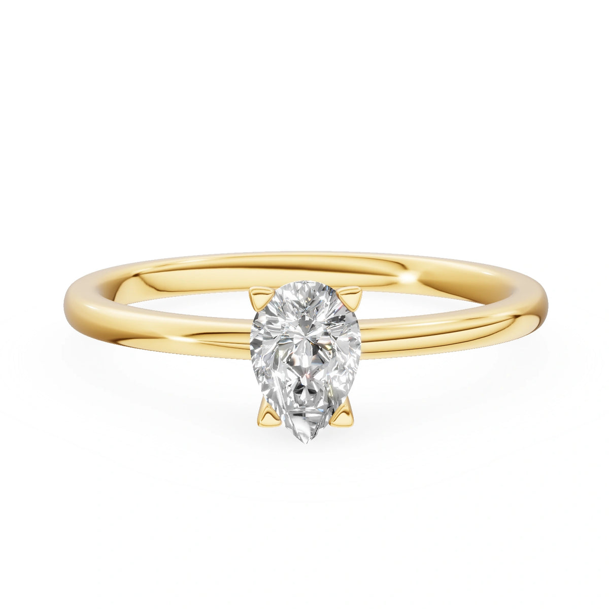 Yellow Gold 14K (585) Engagement Ring - Gremari Seven Grace with 0,30ct Lab Grown Diamond, Pear Cut