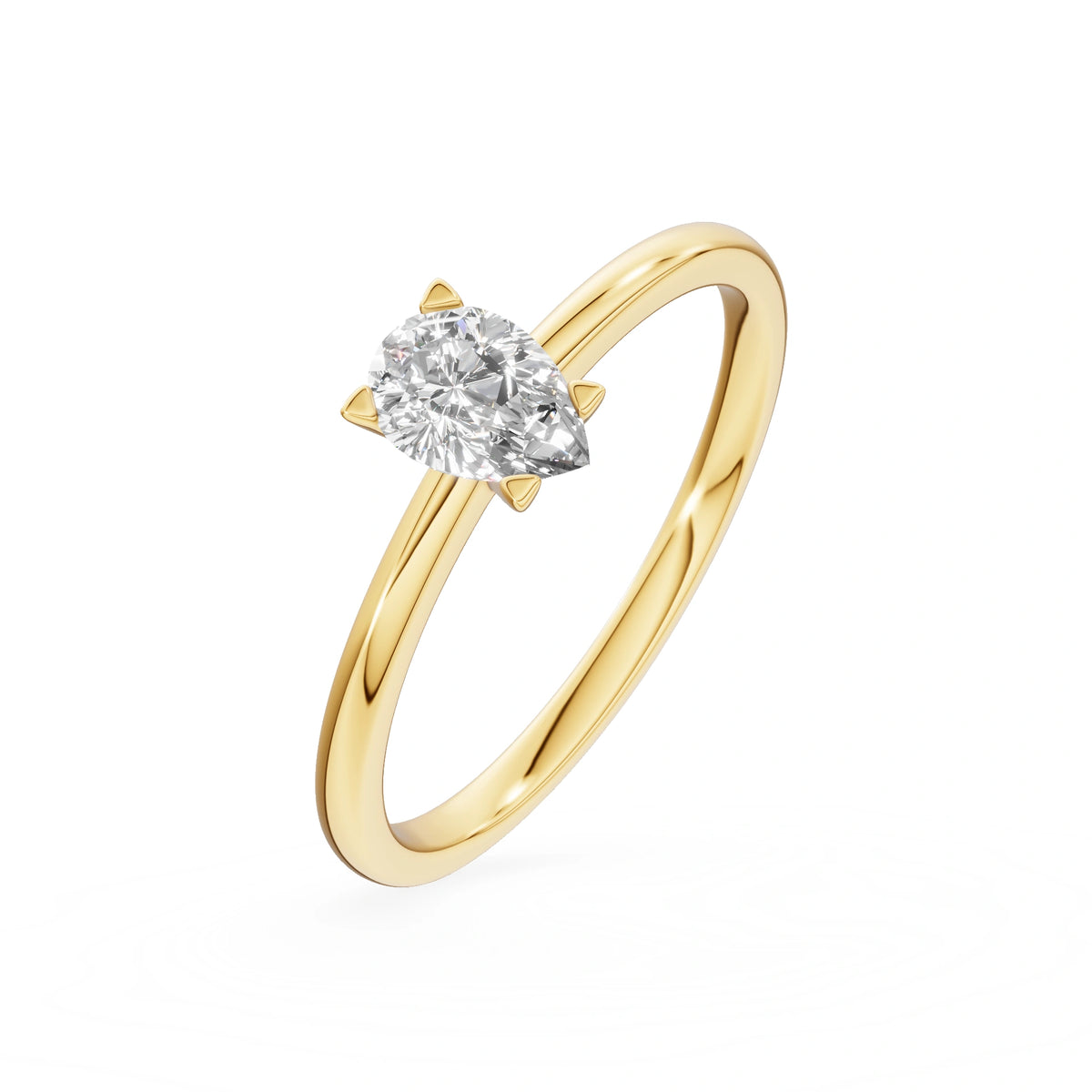 Yellow Gold 14K (585) Engagement Ring - Gremari Seven Grace with 0,30ct Lab Grown Diamond, Pear Cut