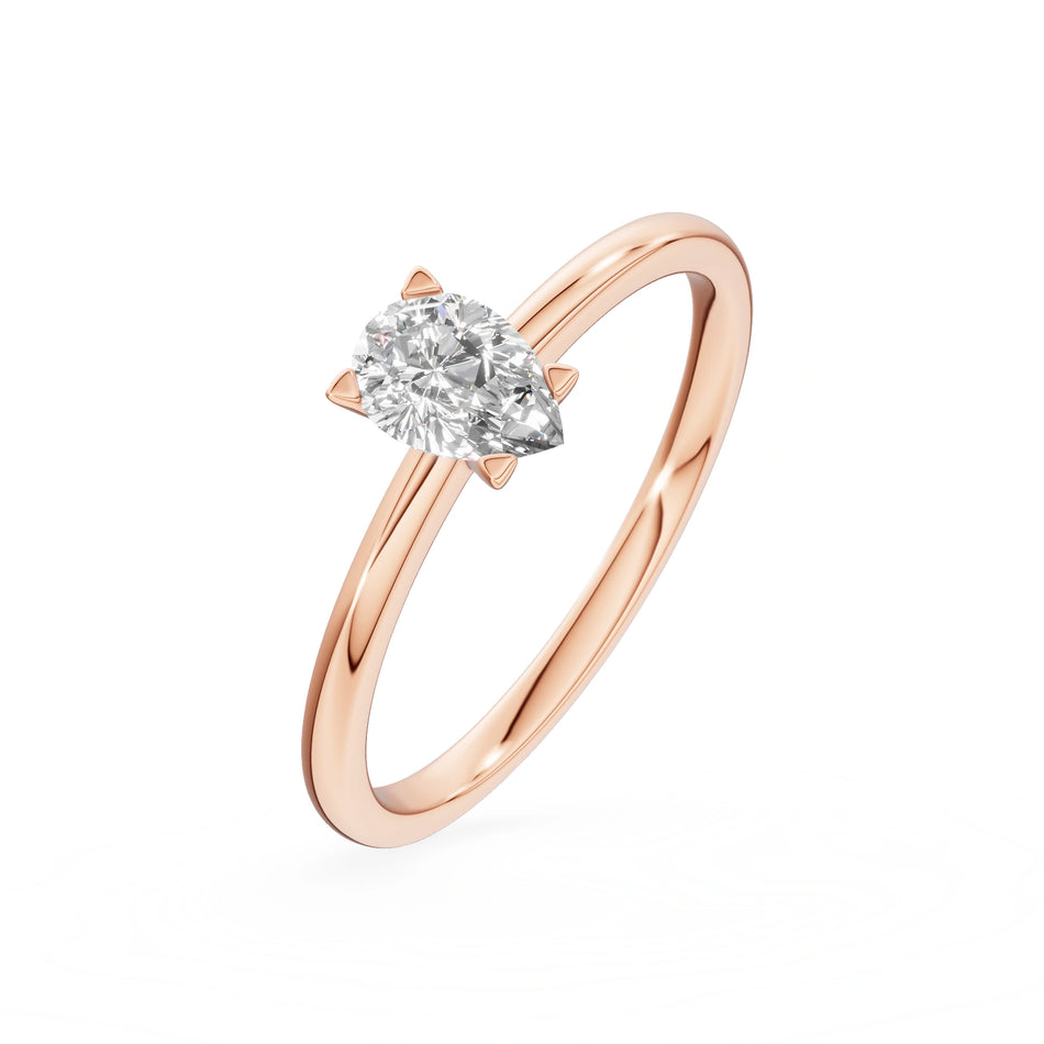 Rose Gold 14K (585) Engagement Ring - Gremari Seven Grace with 0,30ct Lab Grown Diamond, Pear Cut