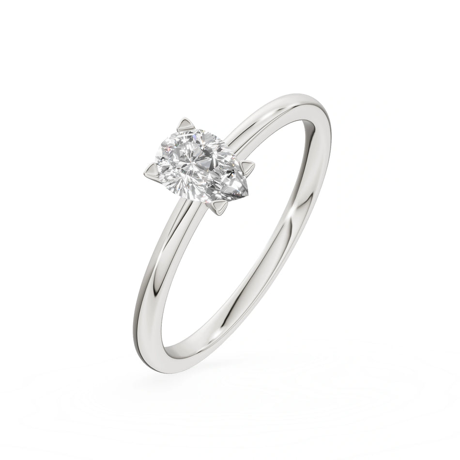 Bague de fiançailles en or blanc 14K (585) - Gremari Seven Shine avec diamant cultivé en laboratoire 0,30 ct, taille poire