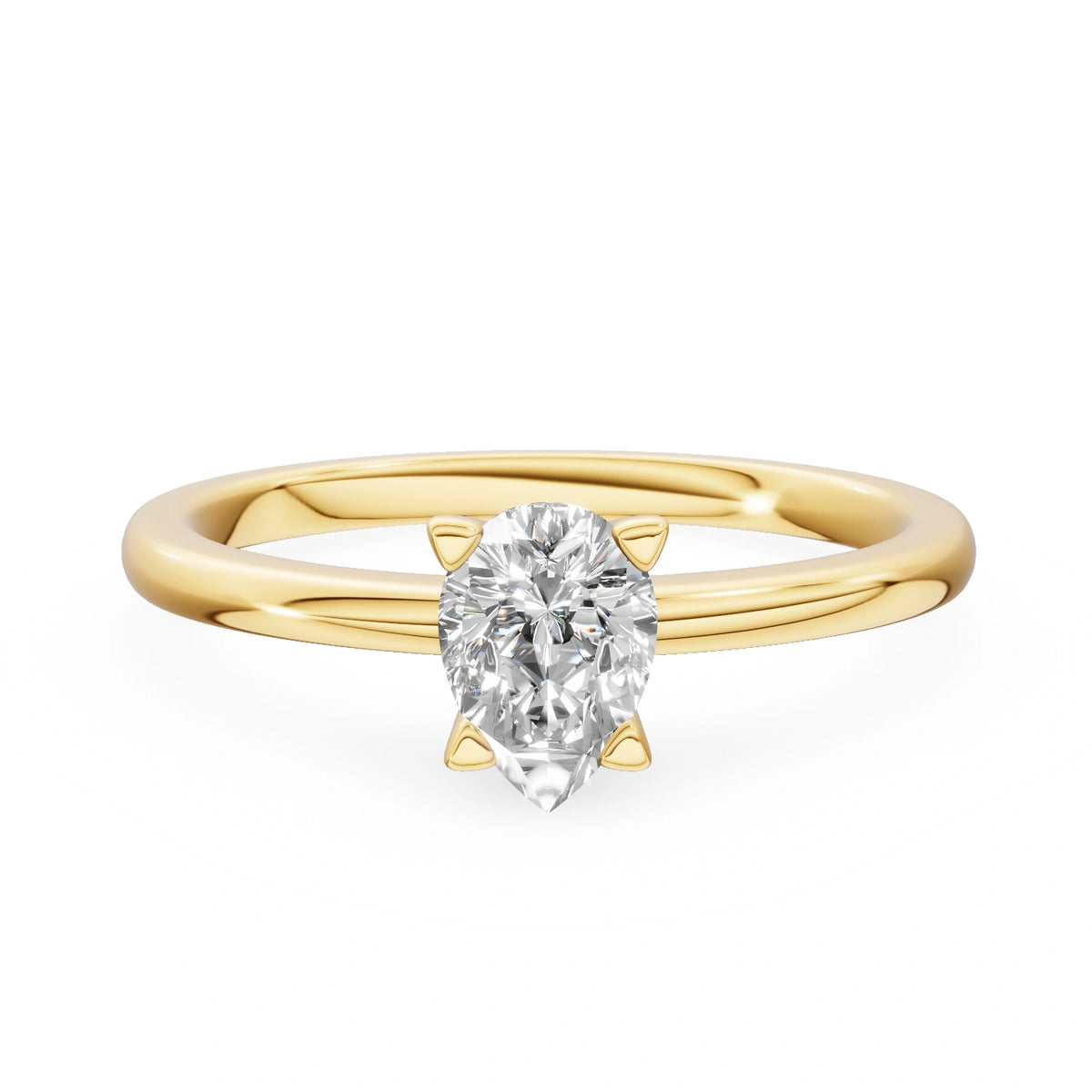Yellow Gold 14K (585) Engagement Ring - Gremari Seven Grace with 0,50ct Lab Grown Diamond, Pear Cut