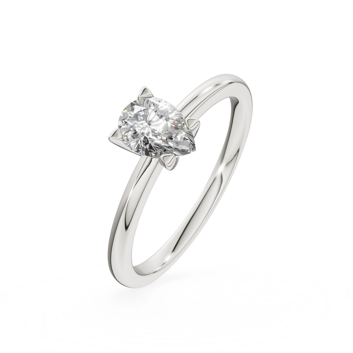 White Gold 14K (585) Engagement Ring - Gremari Seven Grace with 0,50ct Lab Grown Diamond, Pear Cut