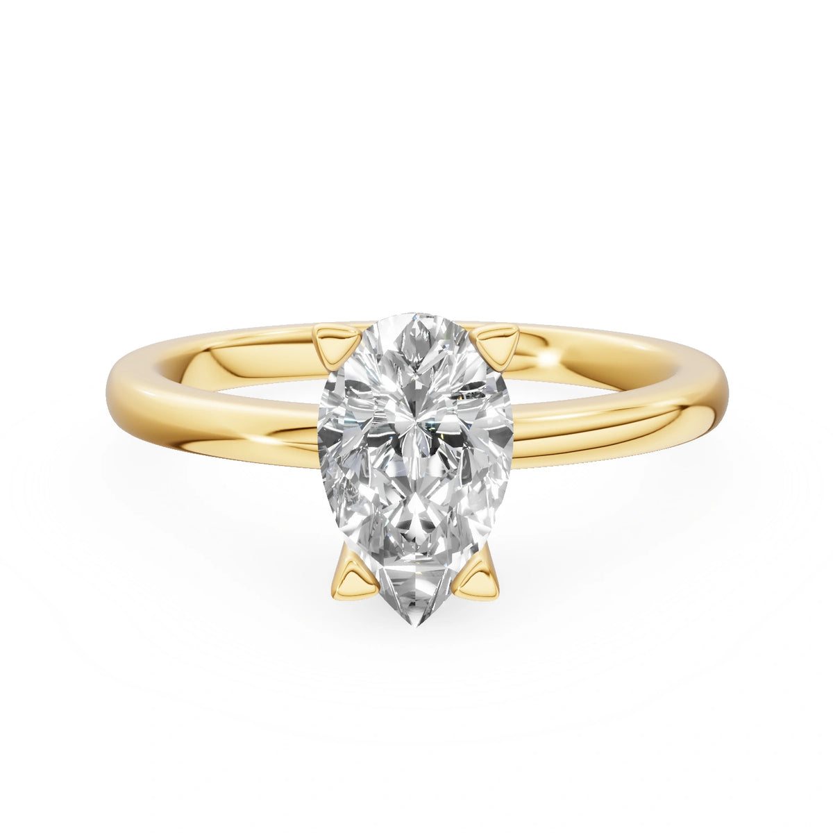 Yellow Gold 14K (585) Engagement Ring - Gremari Seven Grace with 1,00ct Lab Grown Diamond, Pear Cut