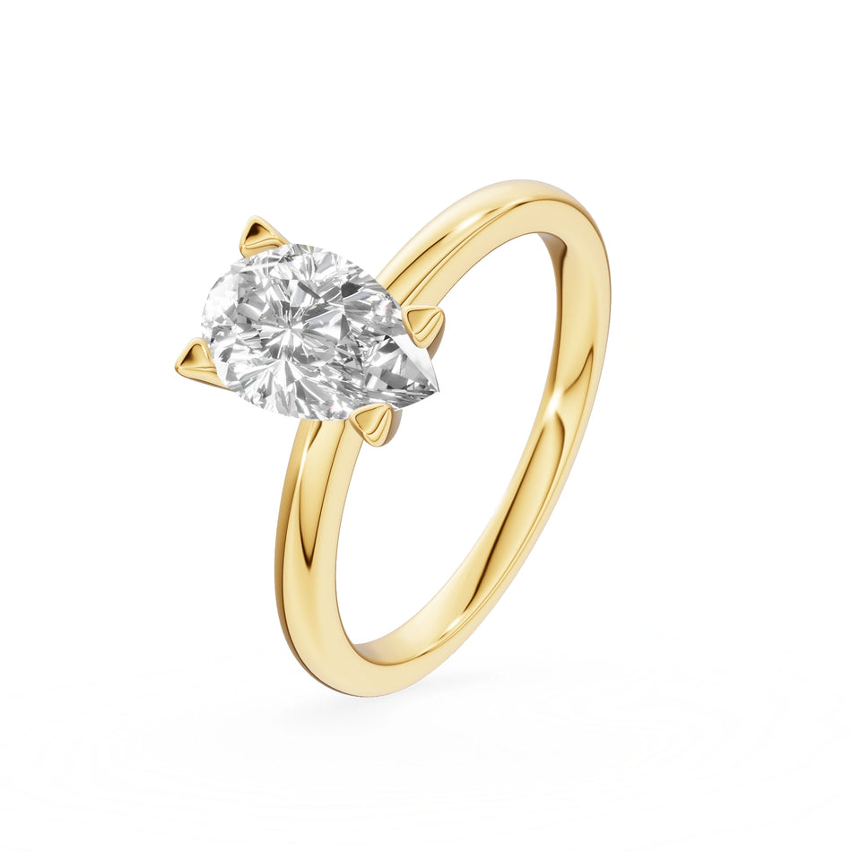 Bague de fiançailles en or jaune 14 carats (585) - Gremari Seven Shine avec diamant de 1,00 ct, taille poire