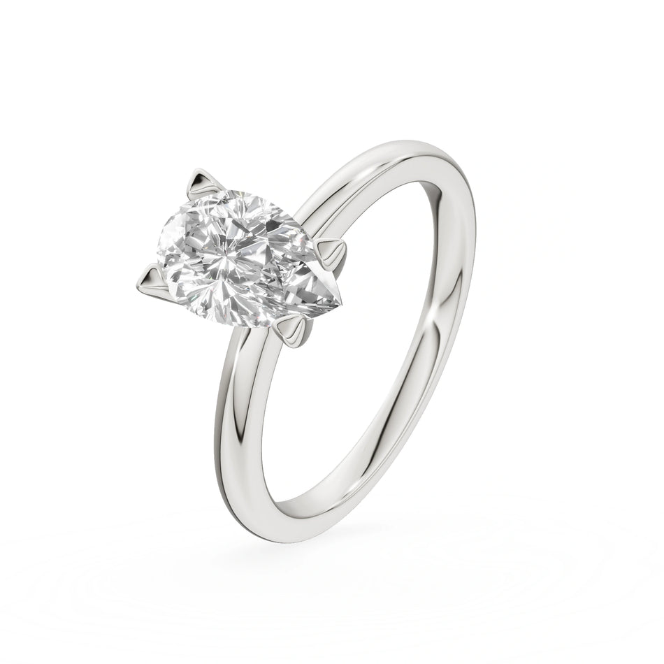 Bague de fiançailles en or blanc 14 carats (585) - Gremari Seven Shine avec diamant de 1,00 ct, taille poire