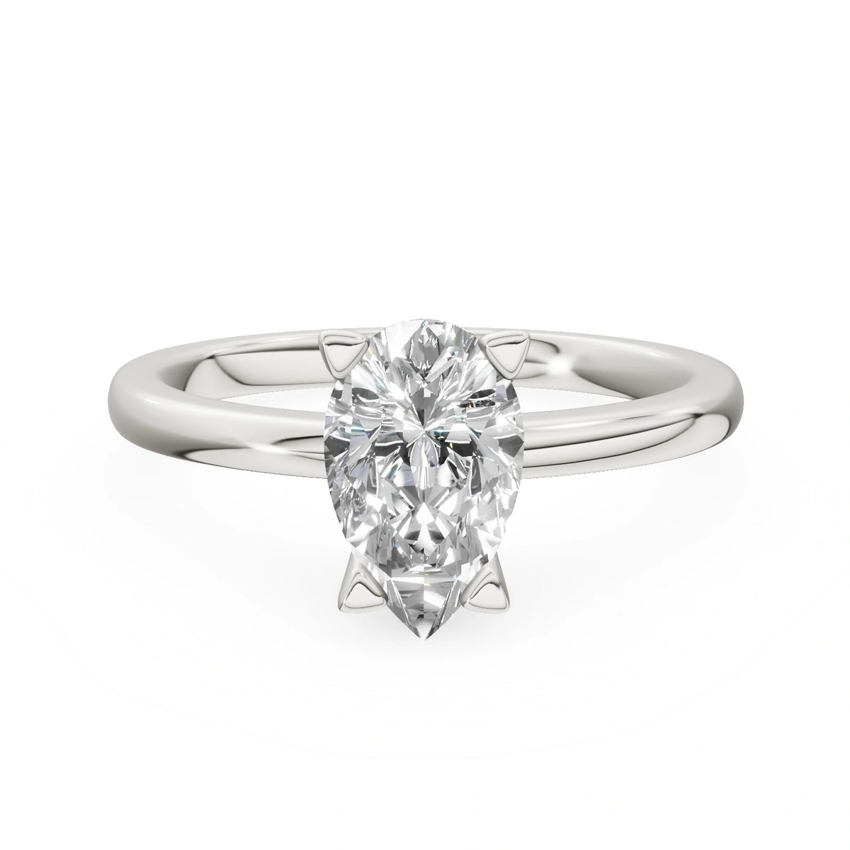 White Gold 14K (585) Engagement Ring - Gremari Seven Grace with 1,00ct Lab Grown Diamond, Pear Cut