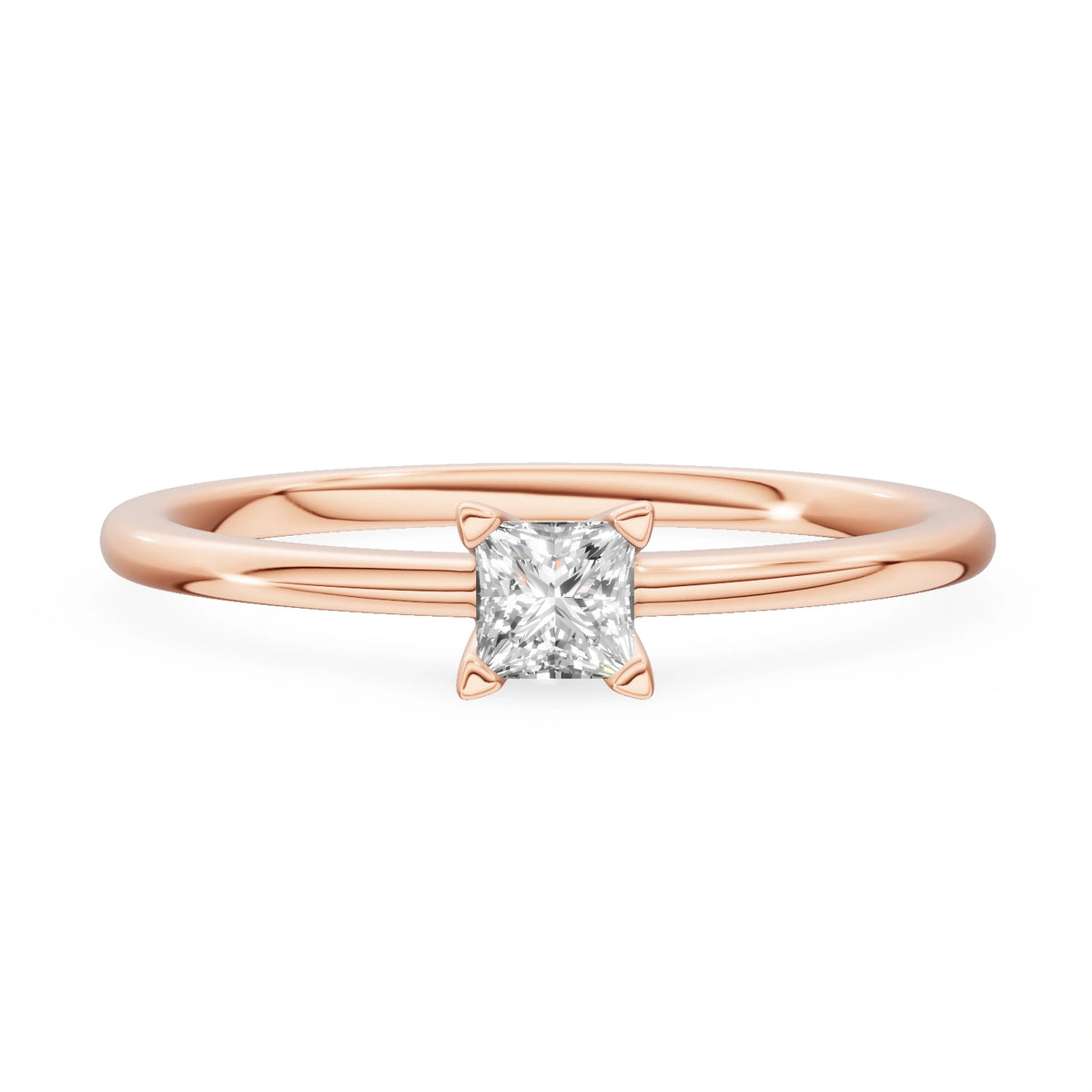 Gremari Seven Grace zásnubný prsteň z ružového zlata s 0,15 ct lab-grown diamantom – Princess