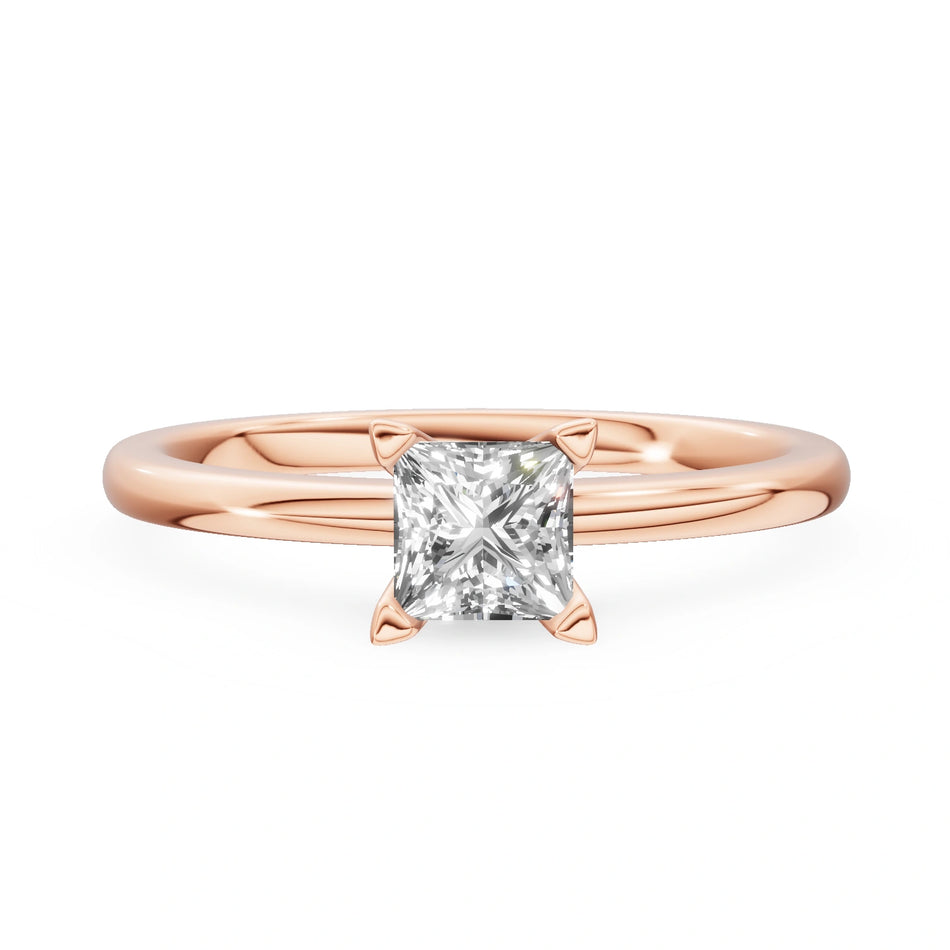 Bague de fiançailles en or rose 14K (585) - Gremari Seven Shine avec diamant cultivé en laboratoire 0,50 ct, taille princesse