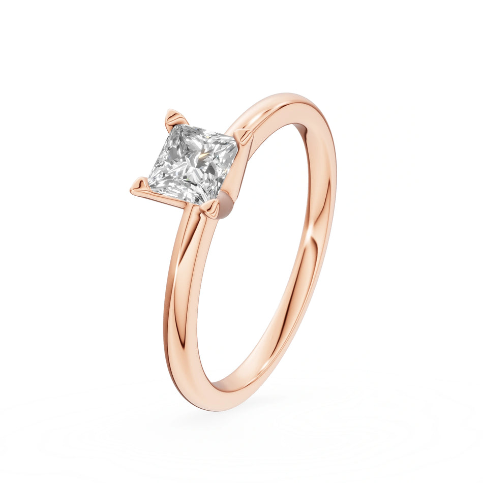 Bague de fiançailles en or rose 14K (585) - Gremari Seven Shine avec diamant cultivé en laboratoire 0,50 ct, taille princesse