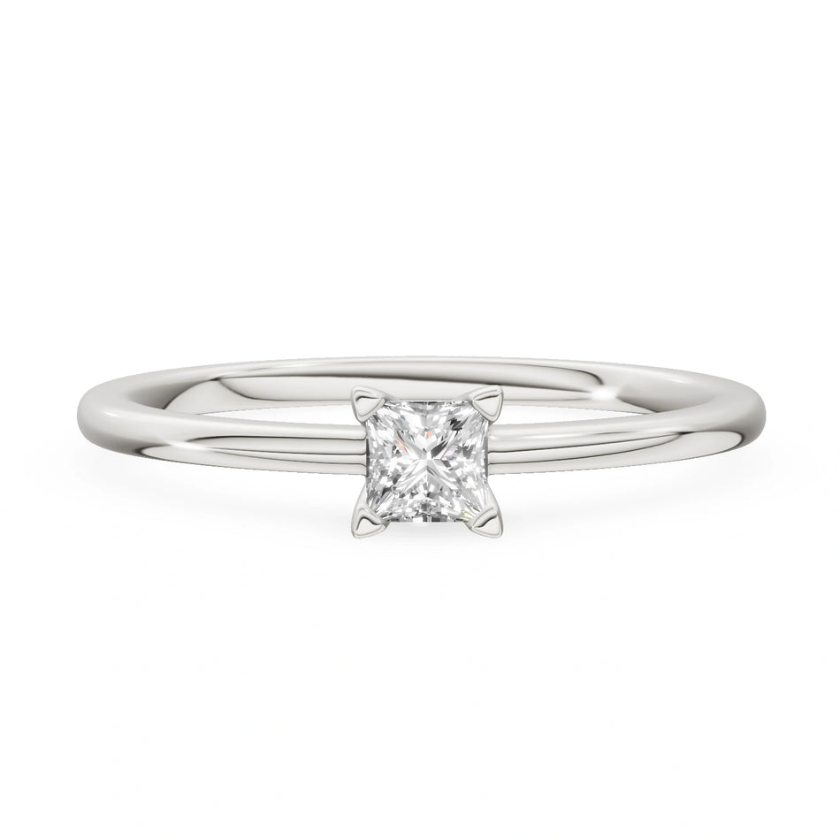 Bague de fiançailles en or blanc 14K (585) - Gremari Seven Shine avec diamant cultivé en laboratoire 0,15ct, taille princesse
