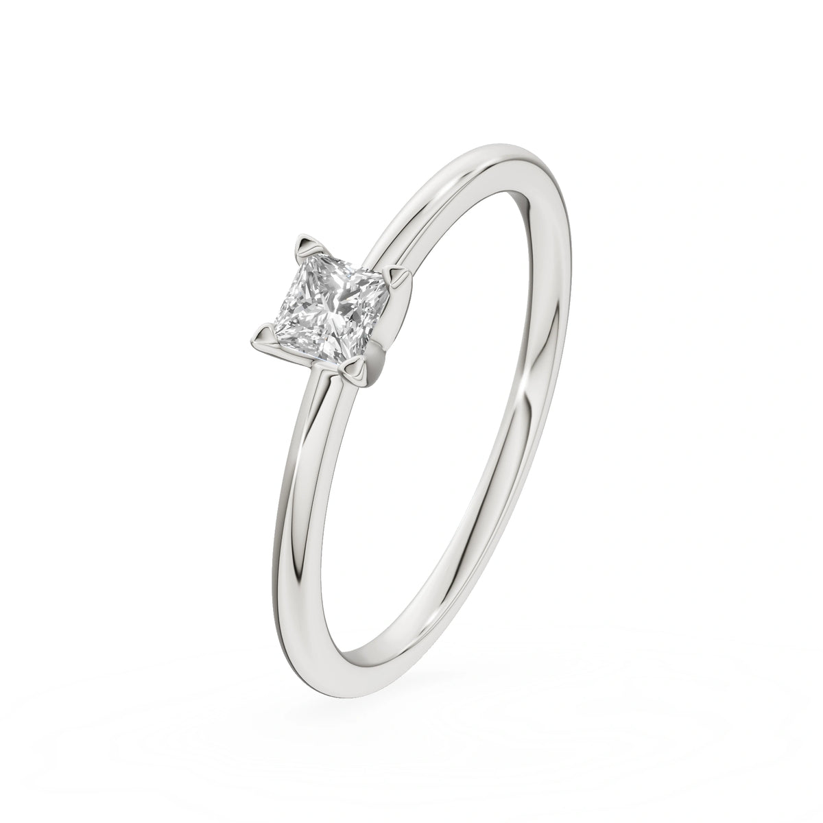 Gremari Seven Grace zásnubný prsteň z bieleho zlata s 0,15 ct lab-grown diamantom – Princess