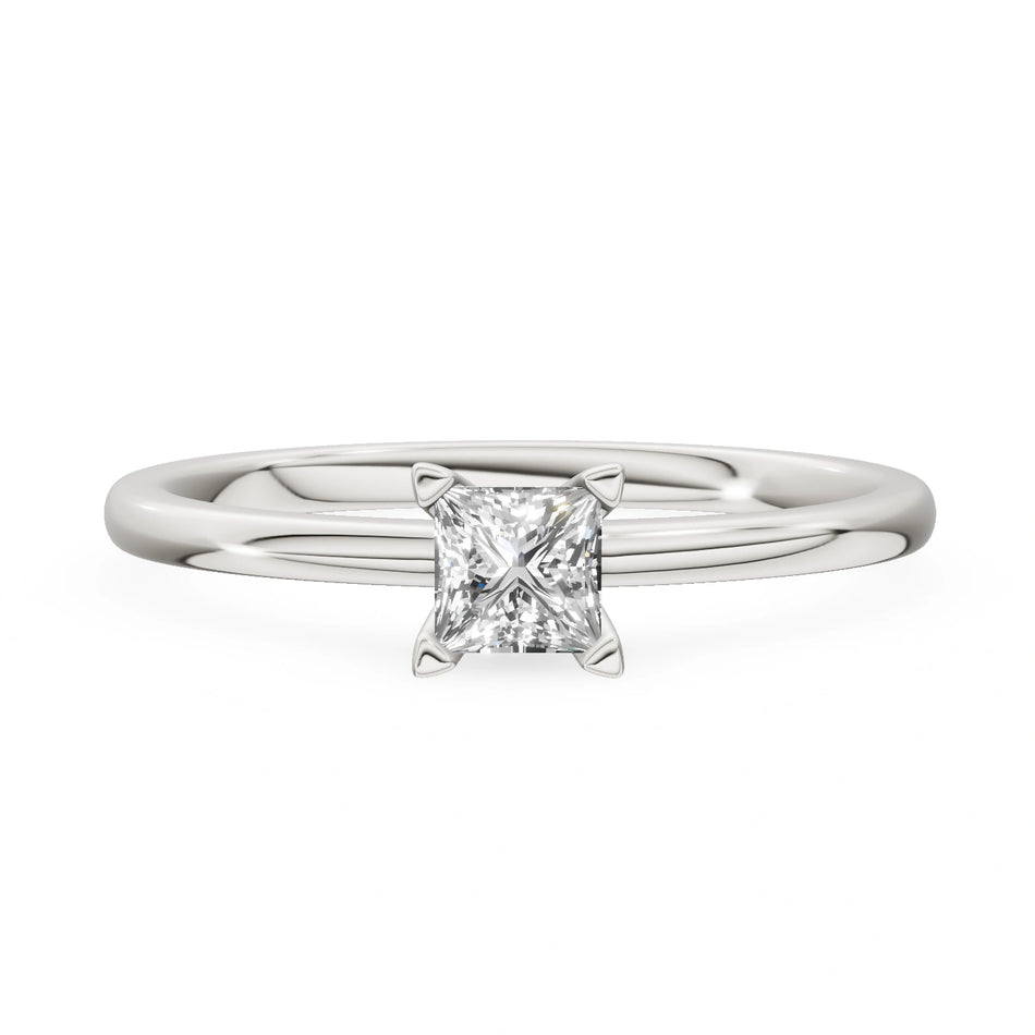 Bague de fiançailles en or blanc 14K (585) - Gremari Seven Shine avec diamant cultivé en laboratoire 0,30ct, taille princesse