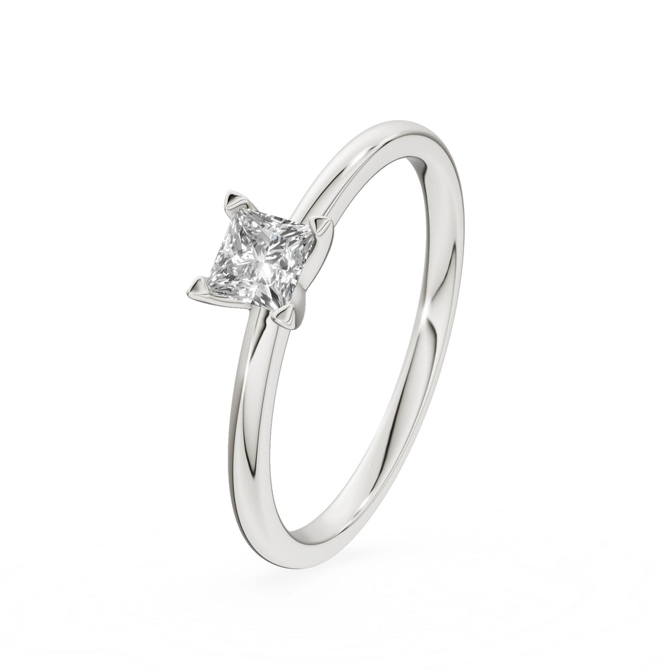 Bague de fiançailles en or blanc 14K (585) - Gremari Seven Shine avec diamant cultivé en laboratoire 0,30ct, taille princesse
