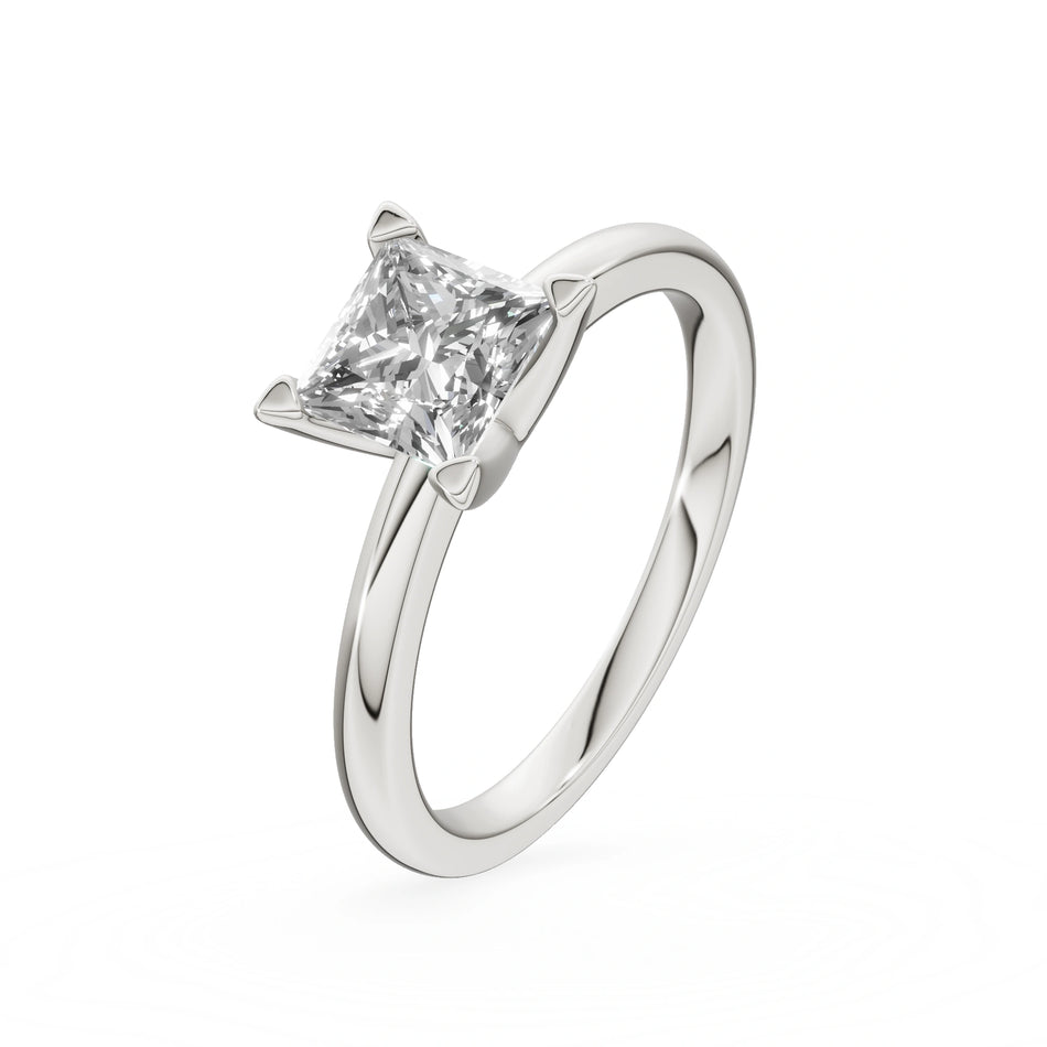 Bague de fiançailles en or blanc 14K (585) - Gremari Seven Shine avec diamant cultivé en laboratoire 1,00ct, taille princesse