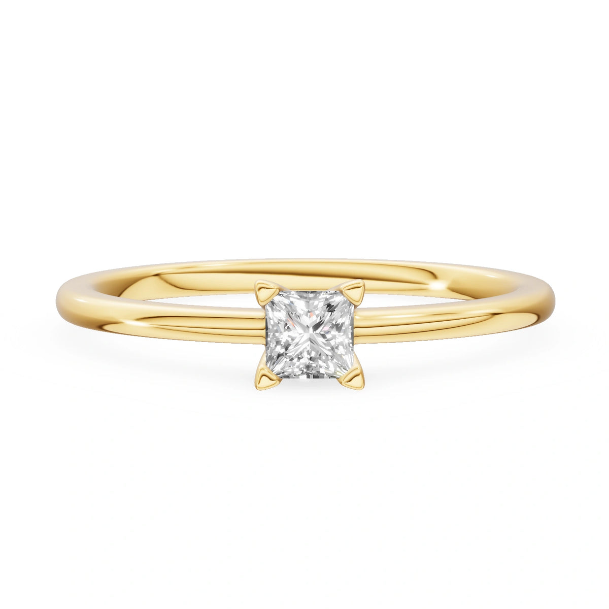 Bague de fiançailles en or jaune 14K (585) - Gremari Seven Shine avec diamant cultivé en laboratoire 0,15 ct, taille princesse