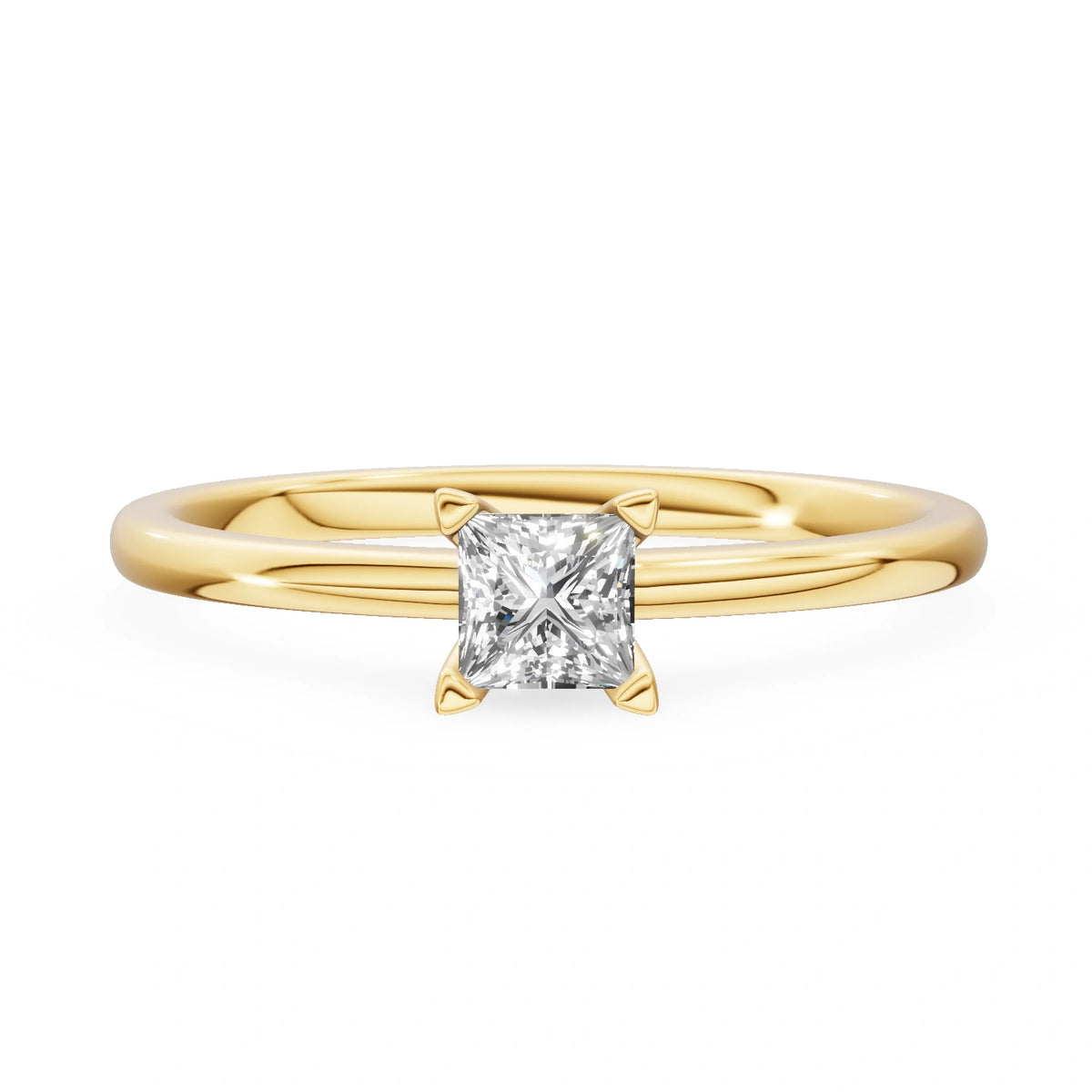 Yellow Gold 14K (585) Engagement Ring - Gremari Seven Grace with 0,30ct Lab Grown Diamond, Princess Cut