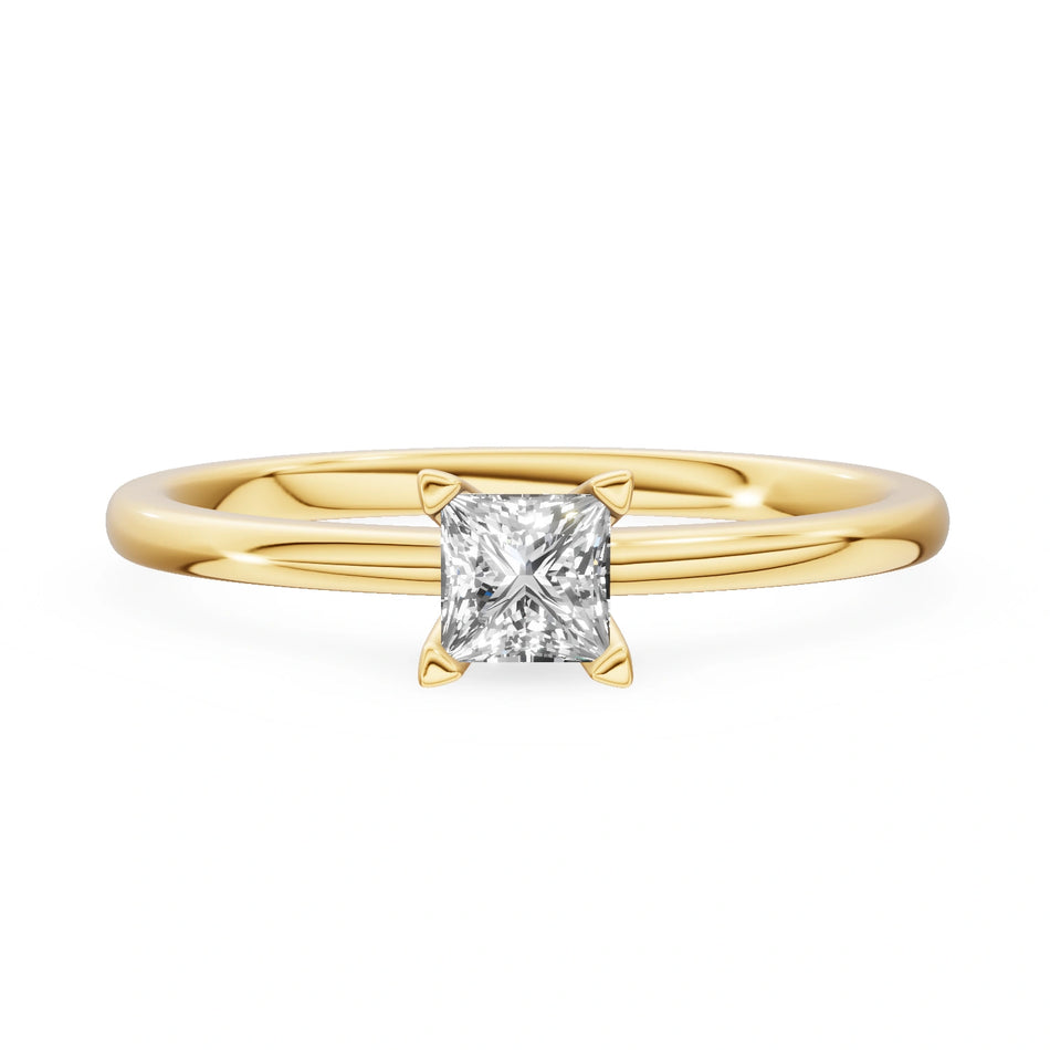 Bague de fiançailles en or jaune 14K (585) - Gremari Seven Shine avec diamant cultivé en laboratoire 0,30 ct, taille princesse