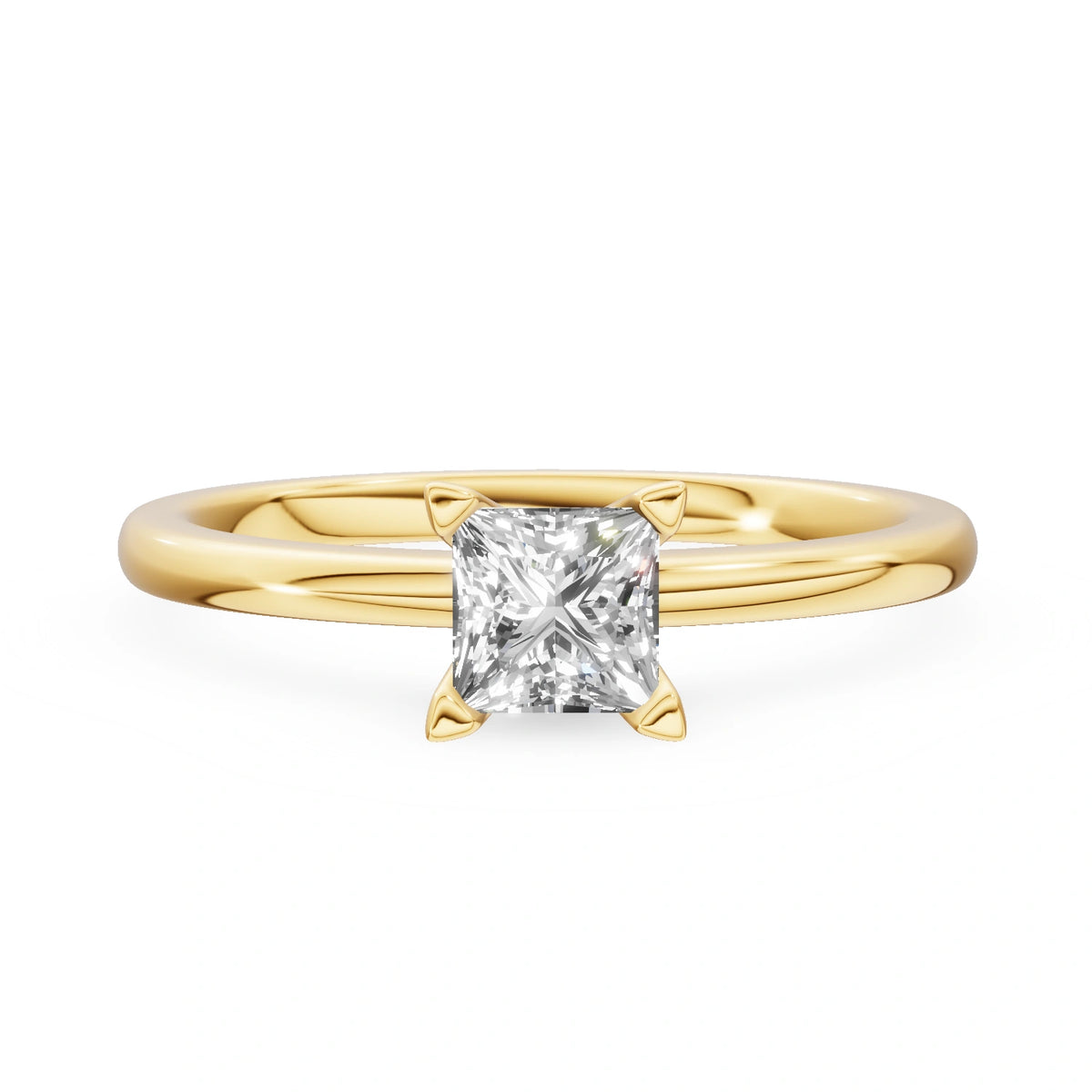 Bague de fiançailles en or jaune 14K (585) - Gremari Seven Shine avec diamant cultivé en laboratoire 0,50 ct, taille princesse