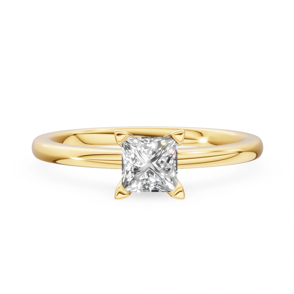 Bague de fiançailles en or jaune 14K (585) - Gremari Seven Shine avec diamant cultivé en laboratoire 0,50 ct, taille princesse