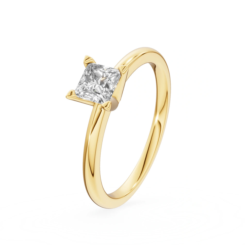 Bague de fiançailles en or jaune 14K (585) - Gremari Seven Shine avec diamant cultivé en laboratoire 0,50 ct, taille princesse
