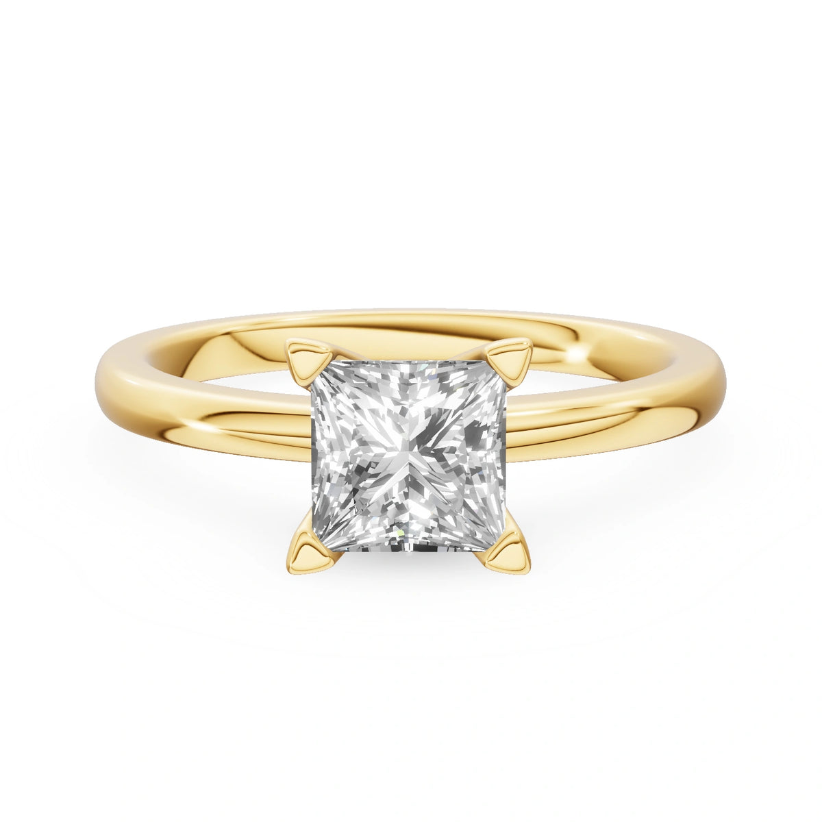 Yellow Gold 14K (585) Engagement Ring - Gremari Seven Grace with 1,00ct Lab Grown Diamond, Princess Cut