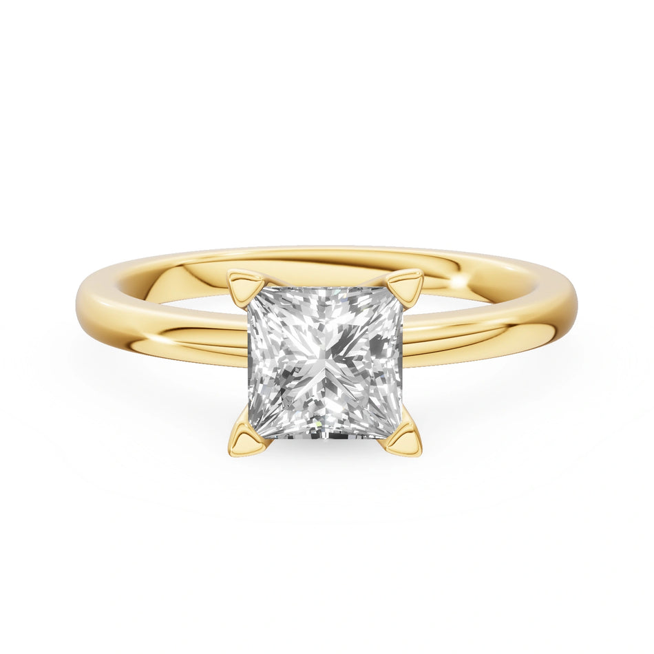 Bague de fiançailles en or jaune 14K (585) - Gremari Seven Shine avec diamant cultivé en laboratoire 1,00 ct, taille princesse