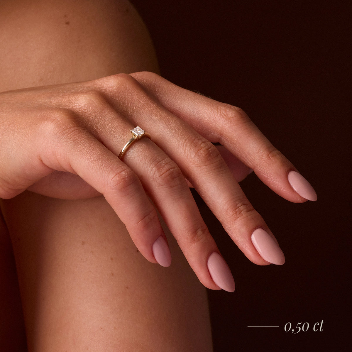Yellow Gold 14K (585) Engagement Ring - Gremari Seven Grace with 0,30ct Lab Grown Diamond, Princess Cut