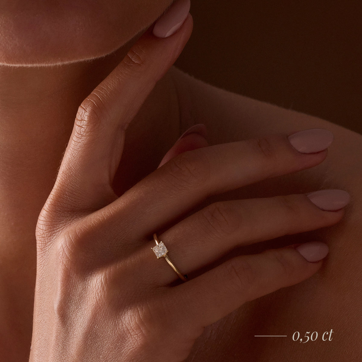 Yellow Gold 14K (585) Engagement Ring - Gremari Seven Grace with 0,30ct Lab Grown Diamond, Princess Cut