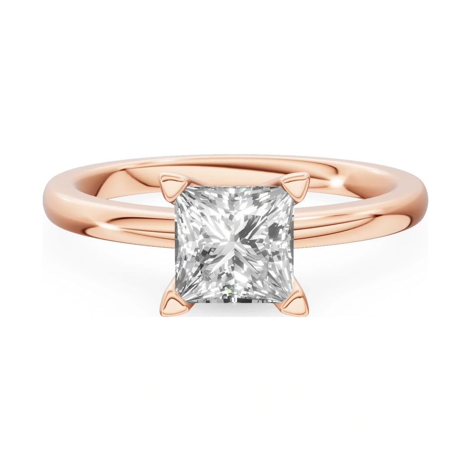 GREMARI Seven Grace 14K rose gold engagement ring with 1.00 ct princess-cut lab-grown diamond
