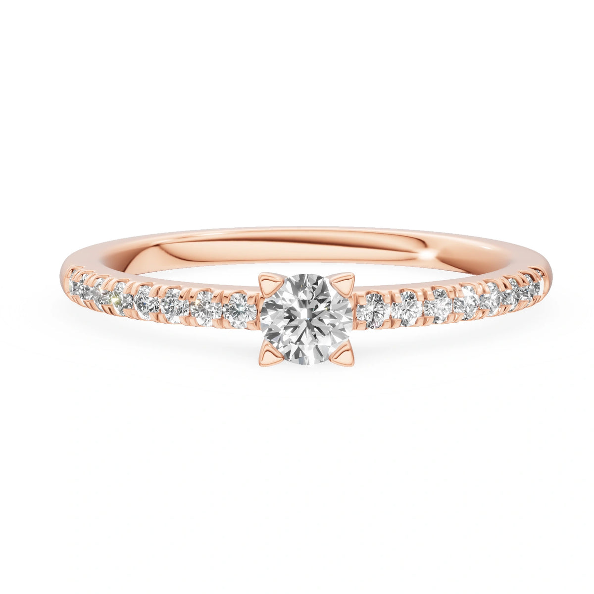 Bague de fiançailles en or rose 14K (585) - Gremari Seven Desire avec diamant cultivé en laboratoire 0,15 ct, taille ronde