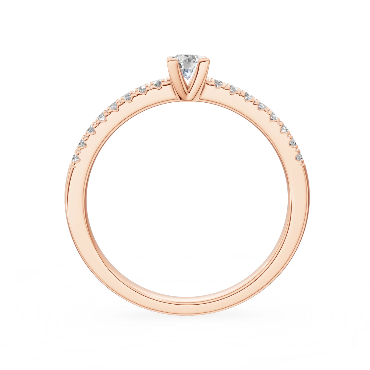 Bague de fiançailles en or rose 14K (585) - Gremari Seven Desire avec diamant cultivé en laboratoire 0,15 ct, taille ronde