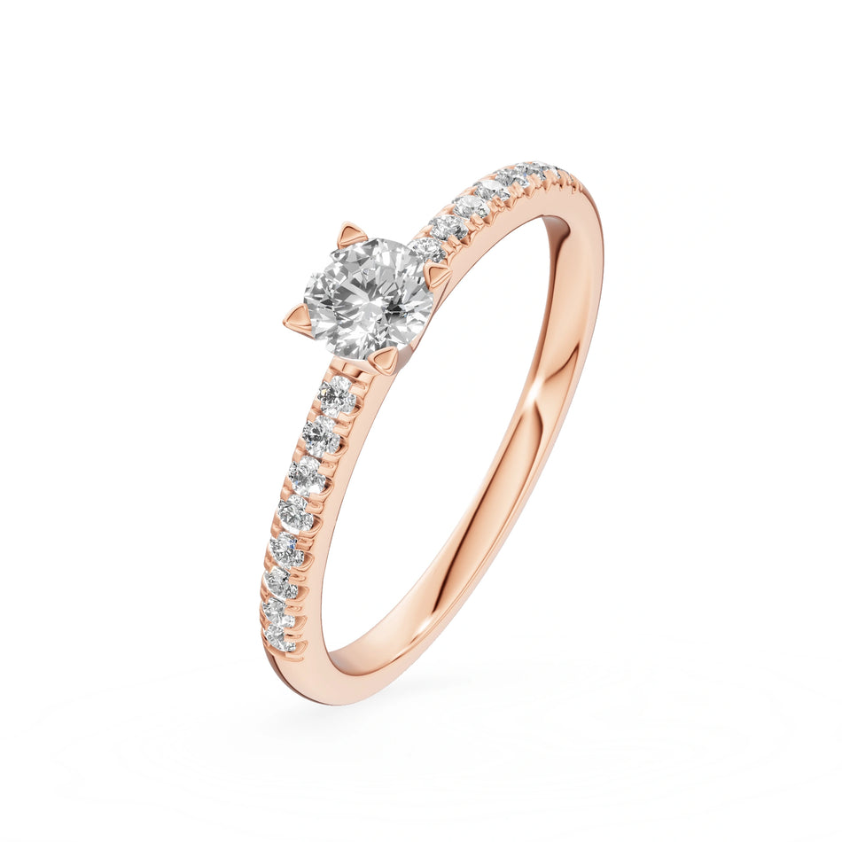 Rose Gold 14K (585) Engagement Ring - Gremari Seven Solis with 0,30ct Lab Grown Diamond, Round Cut