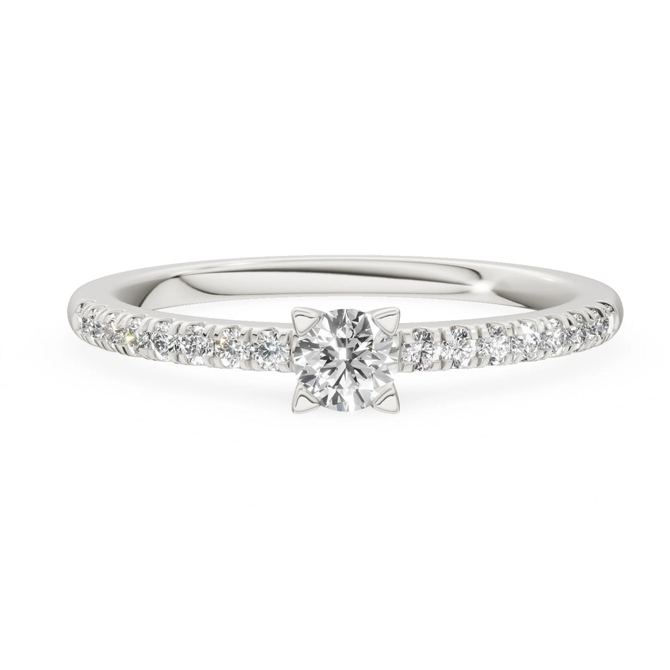 White Gold 14K (585) Engagement Ring - Gremari Seven Solis with 0,15ct Lab Grown Diamond, Round Cut