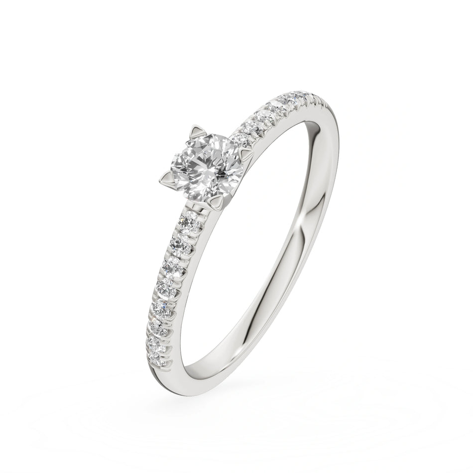 White Gold 14K (585) Engagement Ring - Gremari Seven Solis with 0,30ct Lab Grown Diamond, Round Cut