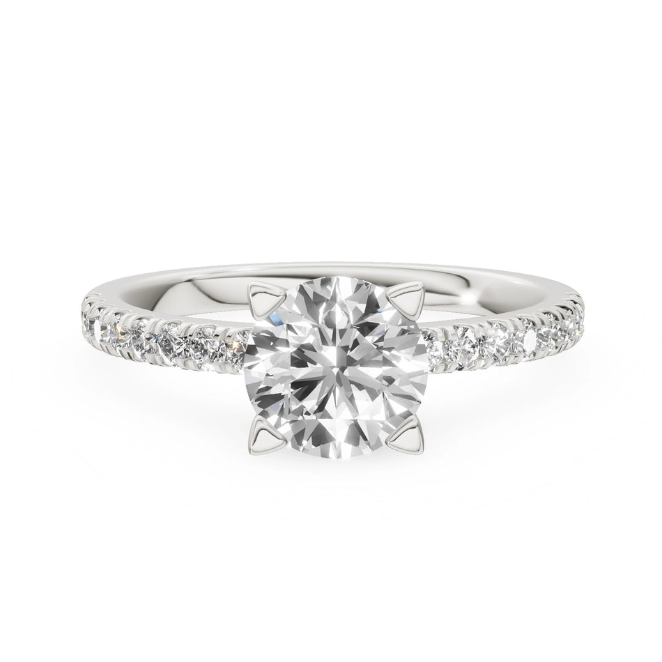 White Gold 14K (585) Engagement Ring - Gremari Seven Solis with 1,00ct Lab Grown Diamond, Round Cut