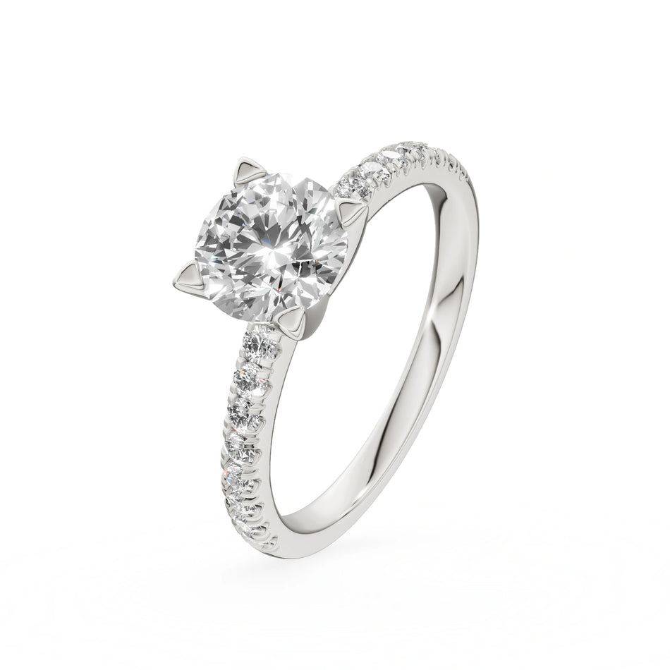 White Gold 14K (585) Engagement Ring - Gremari Seven Solis with 1,00ct Lab Grown Diamond, Round Cut